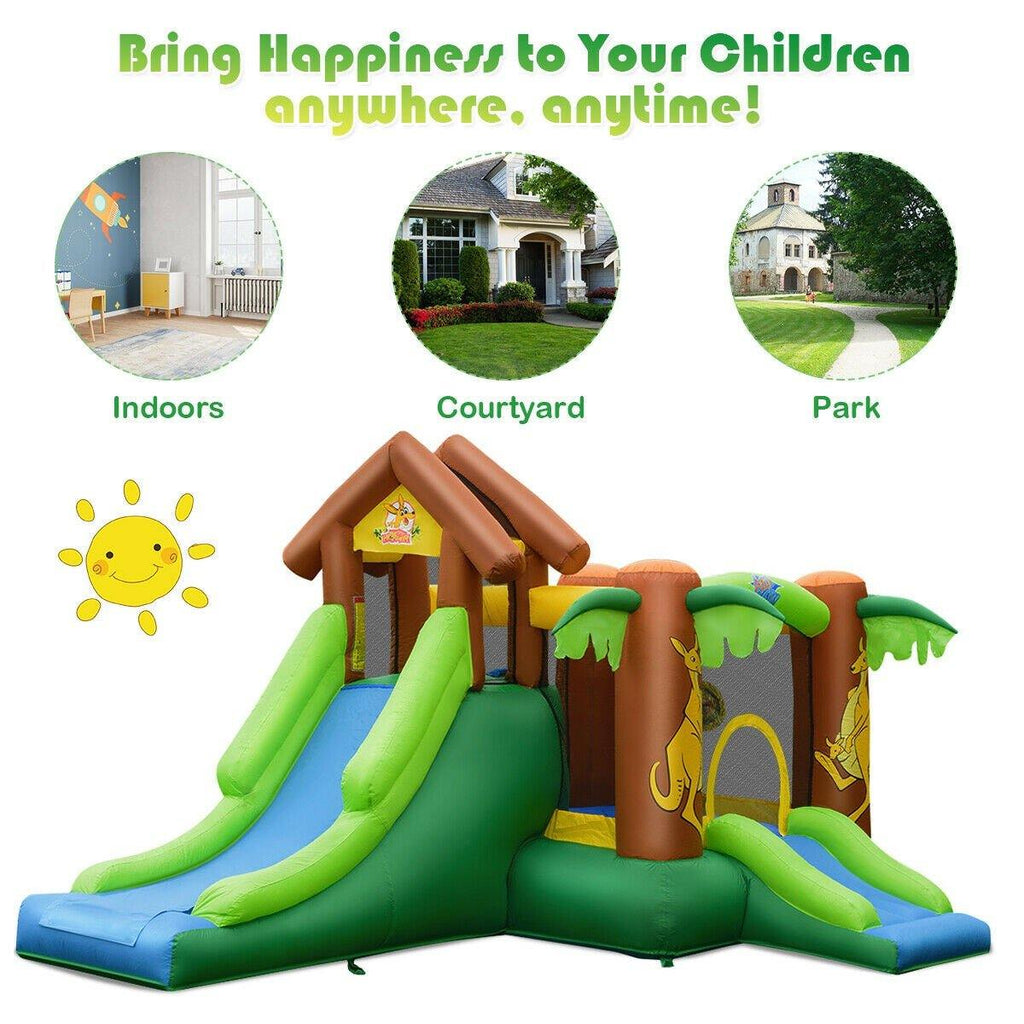 BOUNTECH Inflatable Bounce House, Jungle Jumping Bouncer w/ Double Slides (Without Blower) - costzon