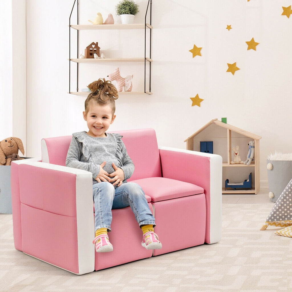 Costzon Kids Sofa, 2 in 1 Double Sofa Convert to Table and Two Chairs - costzon