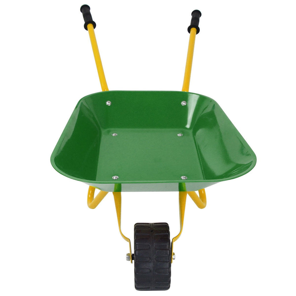 Kids Metal Wheelbarrow, Yard Rover Steel Tray - costzon