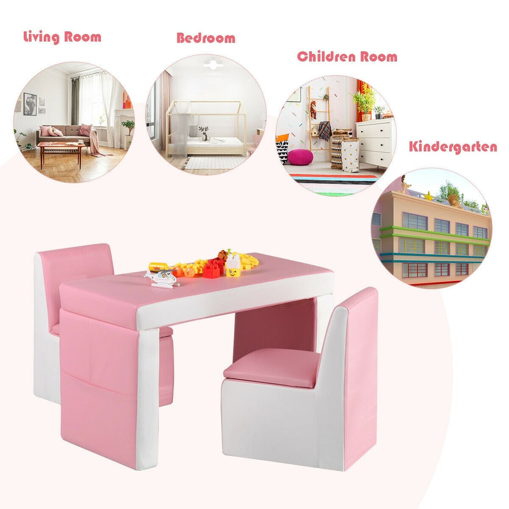 Costzon Kids Sofa, 2 in 1 Double Sofa Convert to Table and Two Chairs - costzon