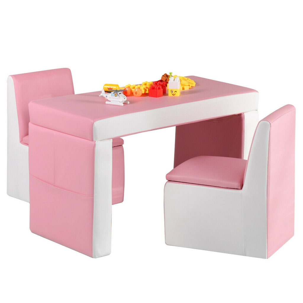 Costzon Kids Sofa, 2 in 1 Double Sofa Convert to Table and Two Chairs - costzon