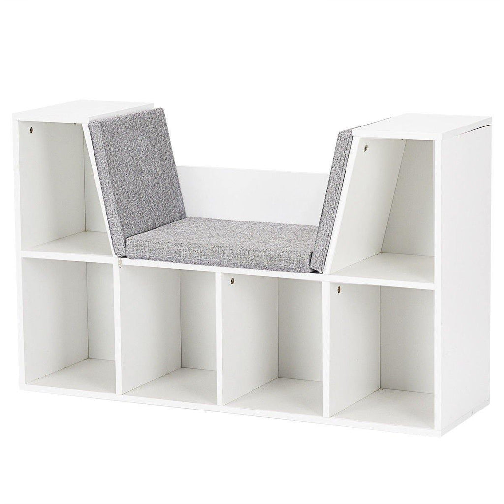6-Cubby Kids Bookcase w/Cushioned Reading Nook - costzon