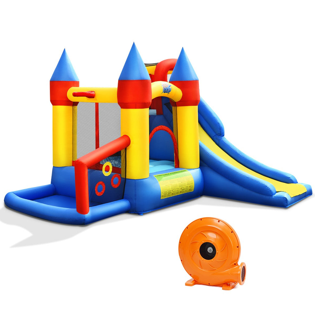 BOUNTECH Inflatable Bounce House, 6-in-1 Castle Bouncer w/ Long Slide (with 780W Air Blower) - costzon