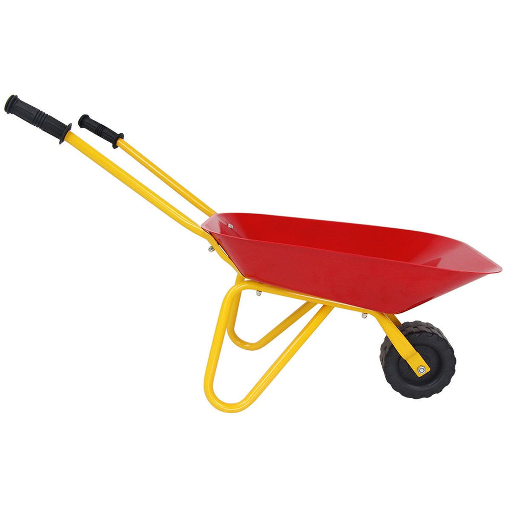 Kids Metal Wheelbarrow, Yard Rover Steel Tray - costzon