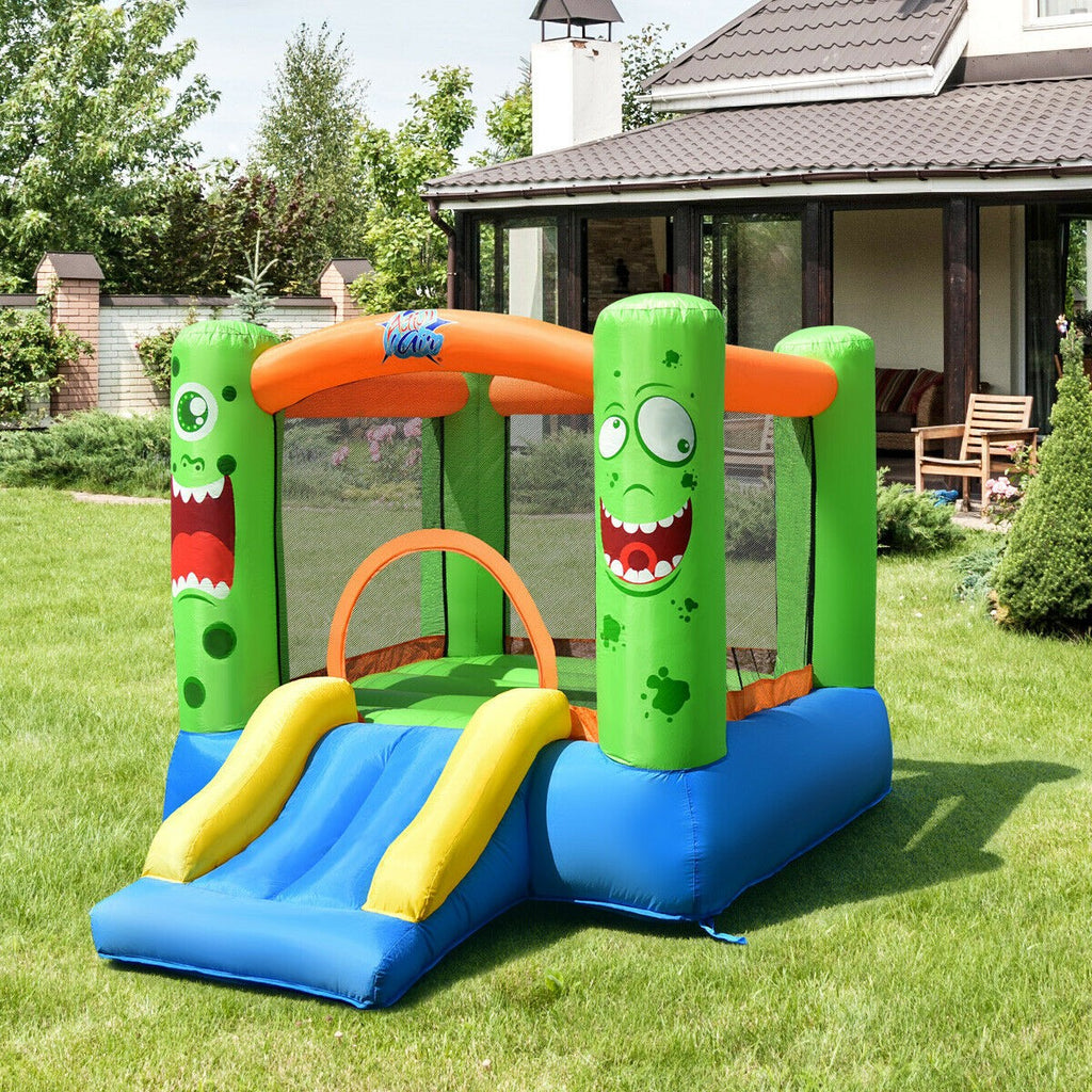 Inflatable Bounce House, Castle Jump and Slide Bouncer with Oxford Mesh Wall - costzon