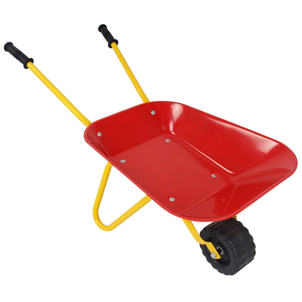 Kids Metal Wheelbarrow, Yard Rover Steel Tray - costzon