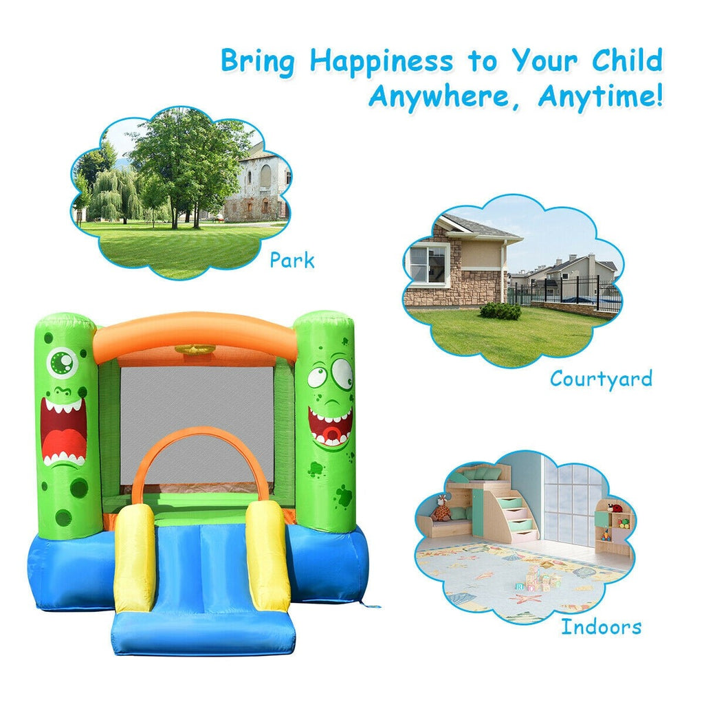 Inflatable Bounce House, Castle Jump and Slide Bouncer with Oxford Mesh Wall - costzon