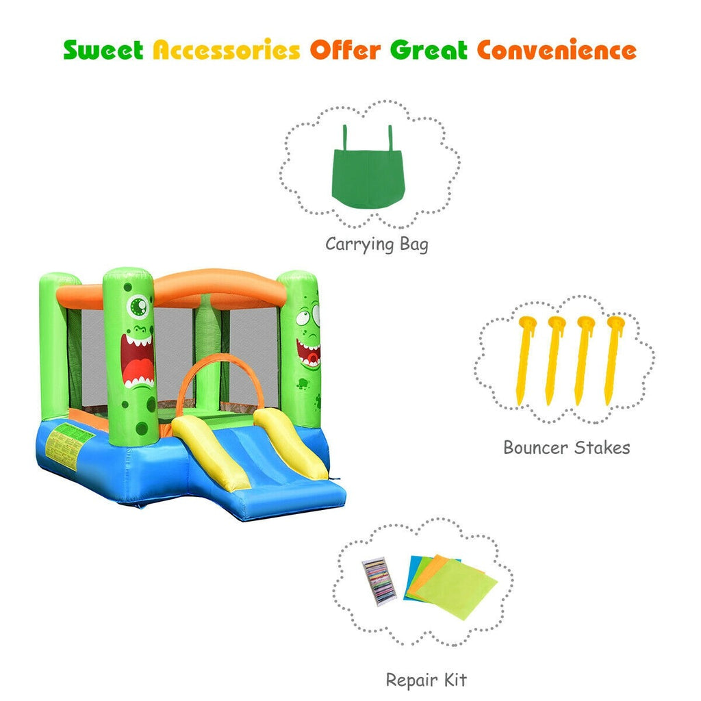 Inflatable Bounce House, Castle Jump and Slide Bouncer with Oxford Mesh Wall - costzon