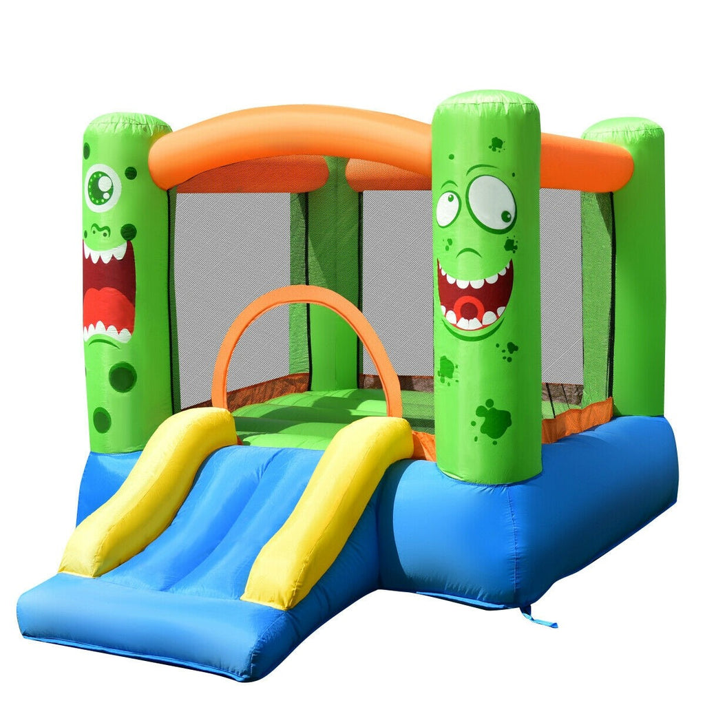 Inflatable Bounce House, Castle Jump and Slide Bouncer with Oxford Mesh Wall - costzon