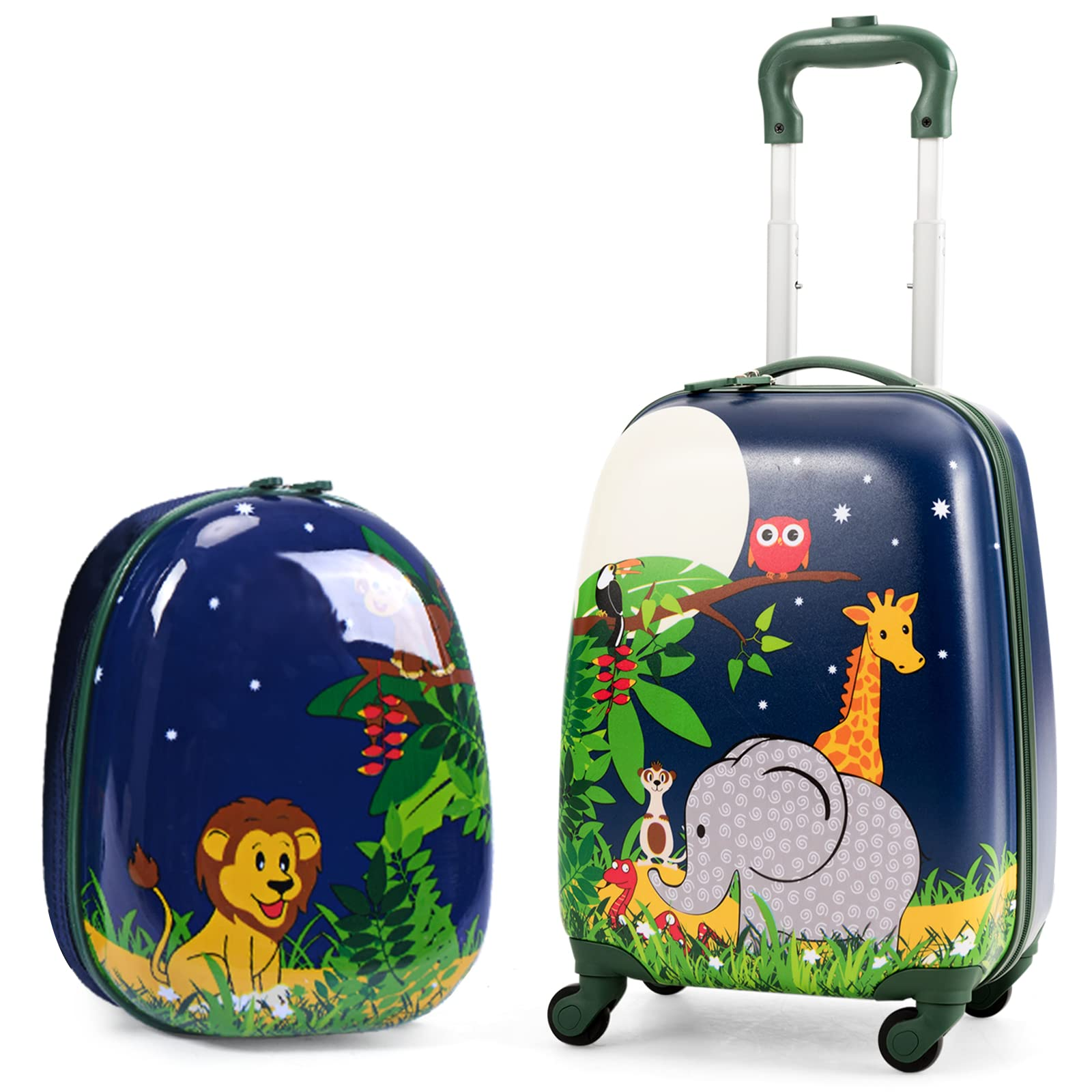 Baby Joy 2 PC Kids Luggage, 16 Toddlers Carry-On Suitcase & 12 Backpack Set, Elephant