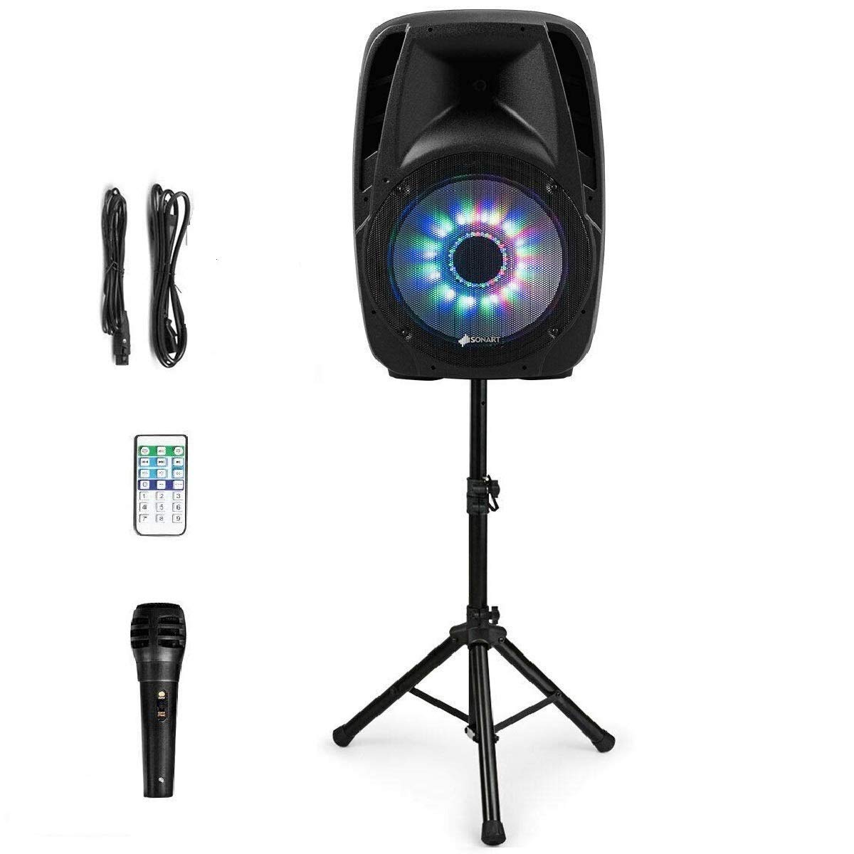 Sonart 15" 1500W Powered Speakers 2 Way Full Range Portable PA Speaker System Combo Set