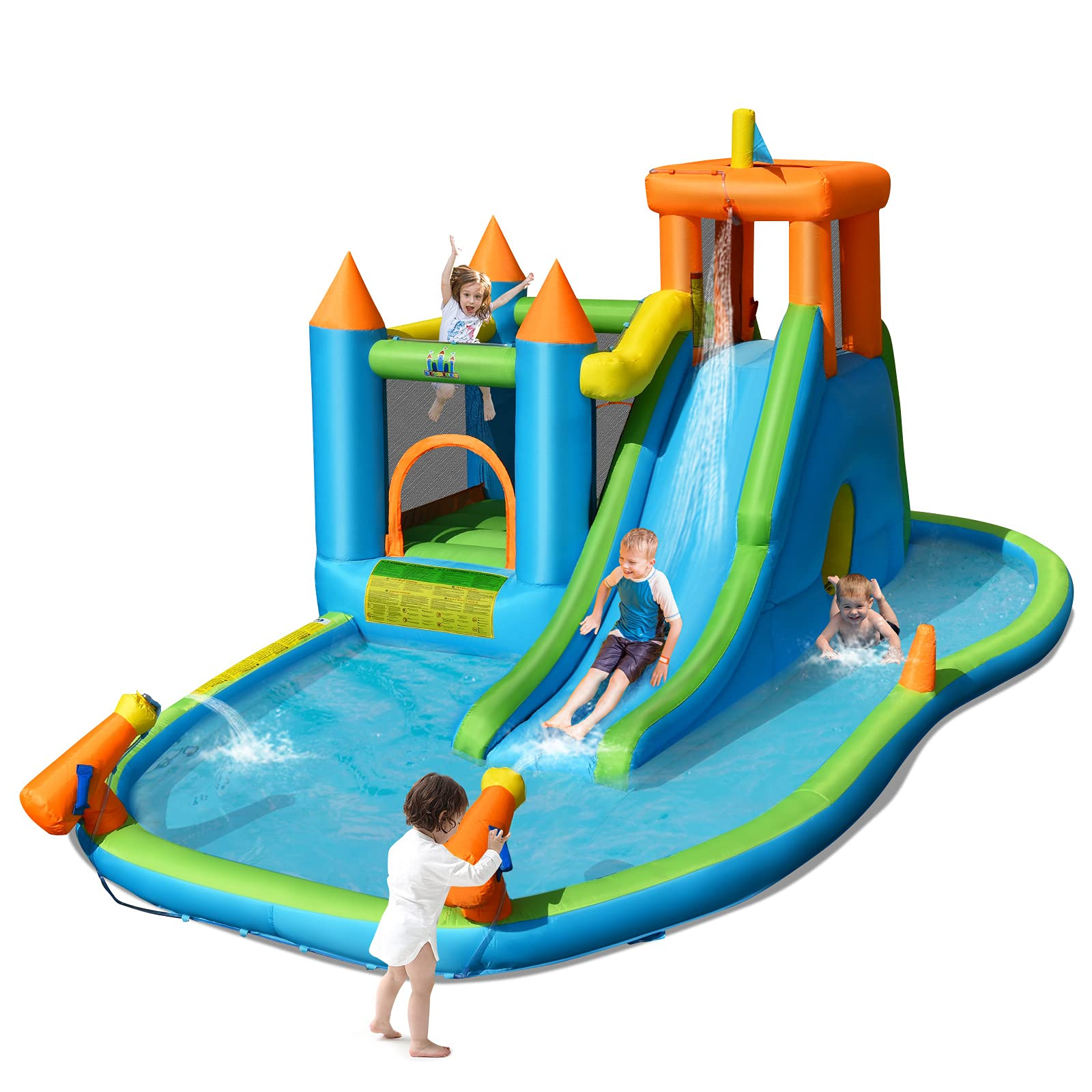 BOUNTECH Inflatable Water Slide Park 8 1 Bounce House w Large Splash Pool