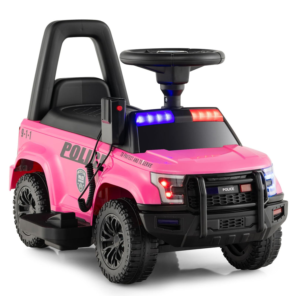 6V Battery Powered Police Car, Pink - Costzon