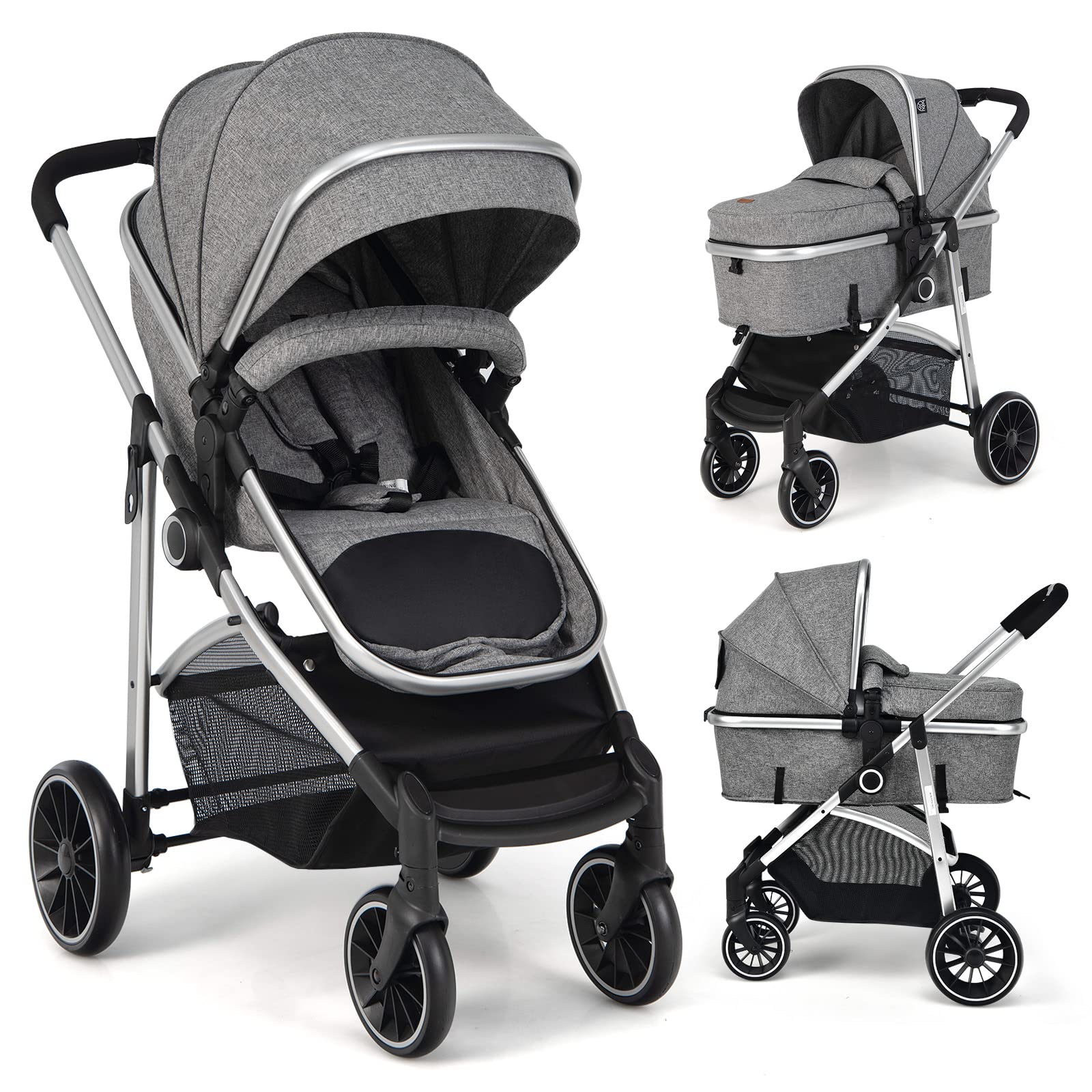 Baby Tricycle Kid Stroller Convertible Carriage Bassinet Costzon costzon