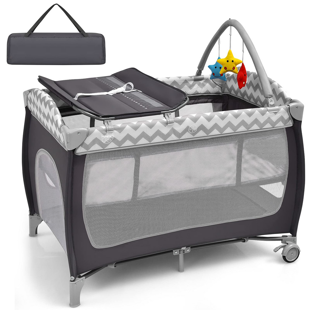 BABY JOY 4 in 1 Pack and Play, Grey - Costzon