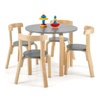 Costzon 5-Piece Kids Table and Chair Set, Round Wooden Activity Desk
