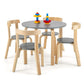 Costzon 5-Piece Kids Table and Chair Set, Round Wooden Activity Desk