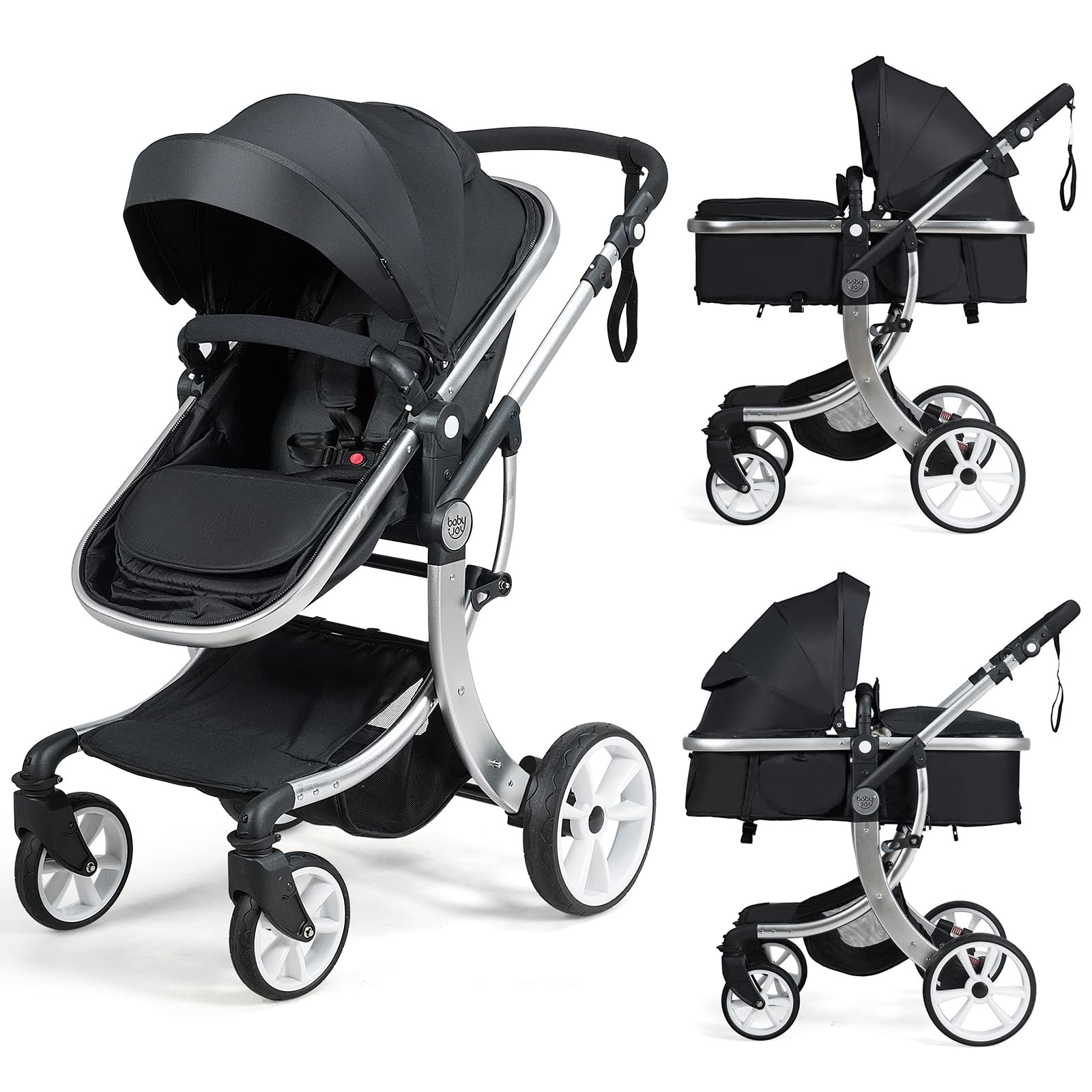 BABY JOY 2-in-1 High Landscape BABY Stroller, Reversible Reclining Stroller, Gray