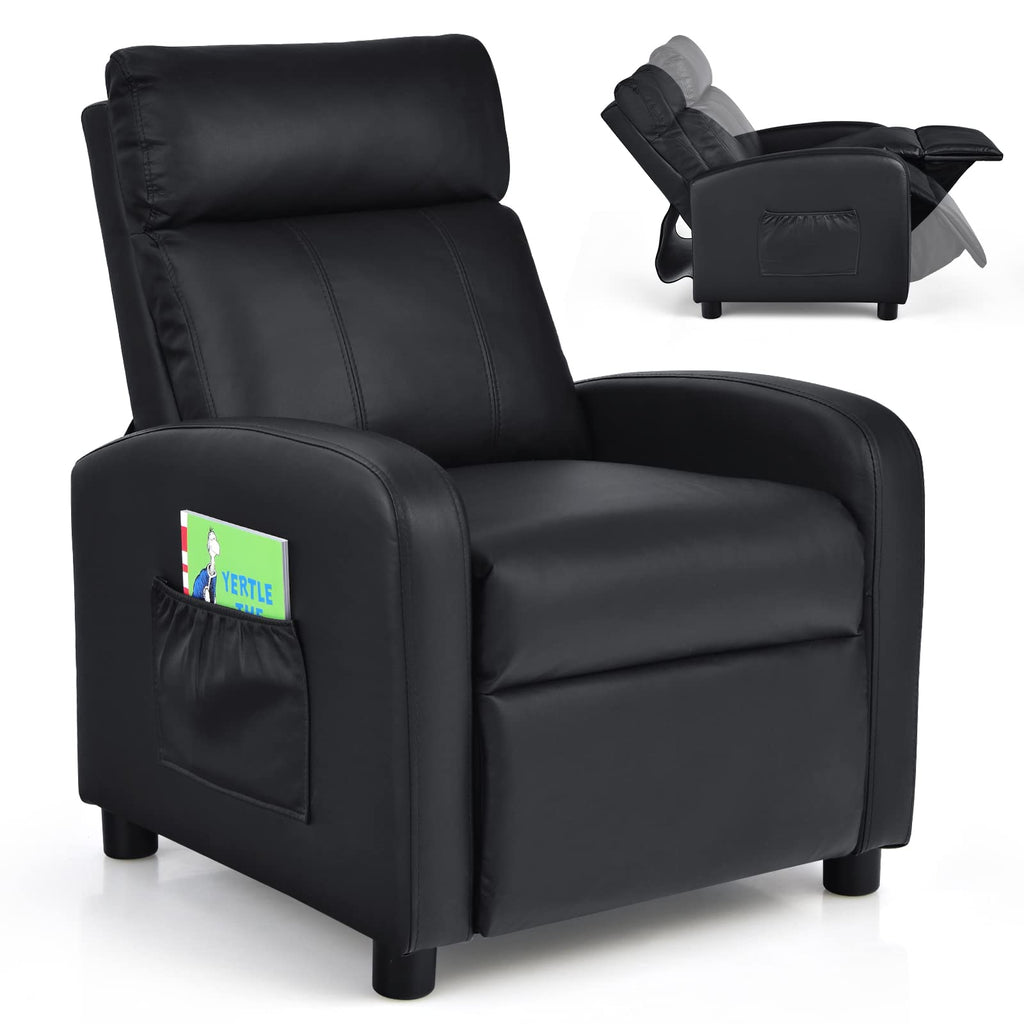 Kids Recliner, Adjustable PU Leather Lounge Chair - Costzon