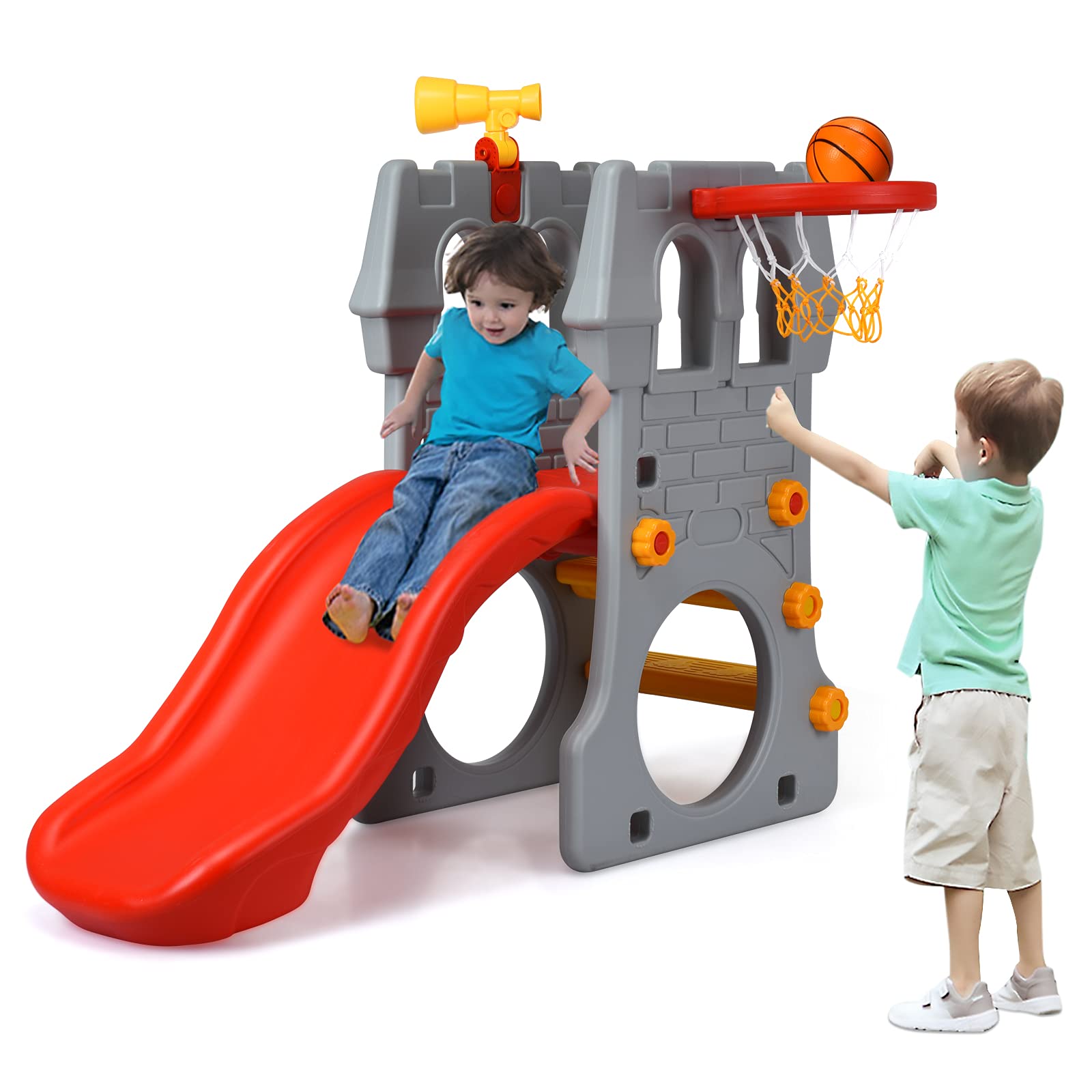 Slide Playground Climber Set 5 1 Slide Basketball Hoop Large Slide Playset Gift Both Indoor Outdoor Use