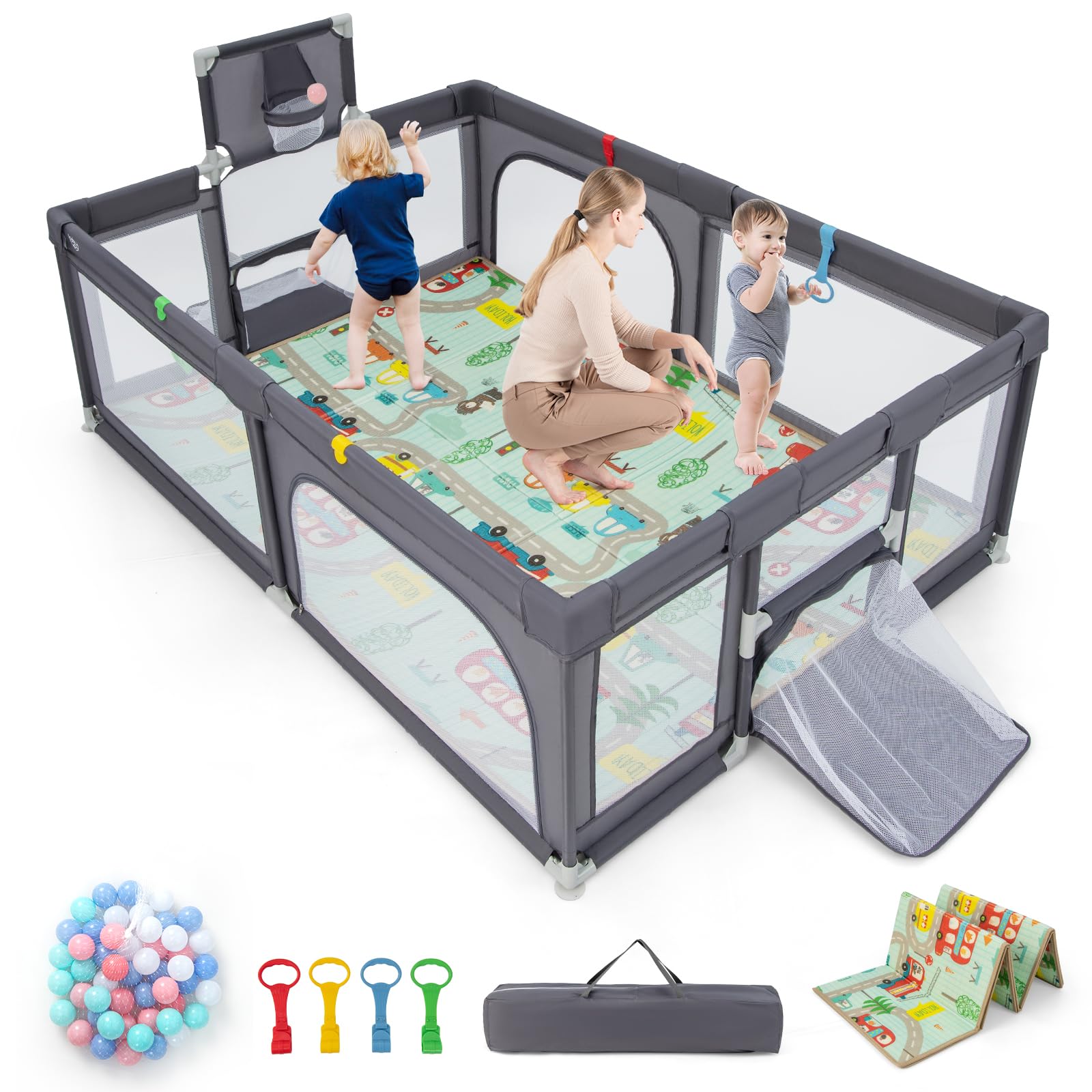Costzon Large Baby Playpen with Mat, Playpen for Babies and