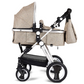 2-in-1 Convertible Bassinet Reclining Stroller , Beige - Costzon