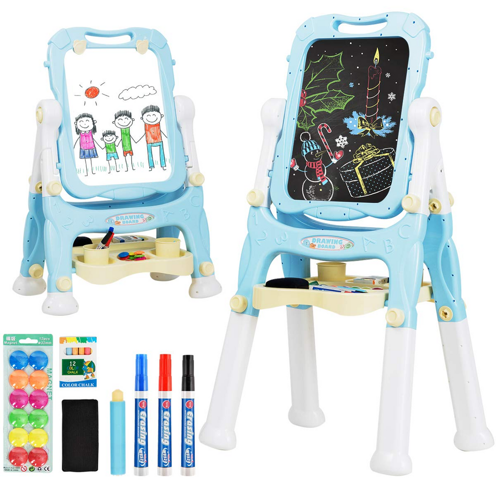 thumbnail image 2 of Costway 3 In 1 Kids Easel Double Sided Chalkboard & Whiteboard Standing Art Easel 2 of 14