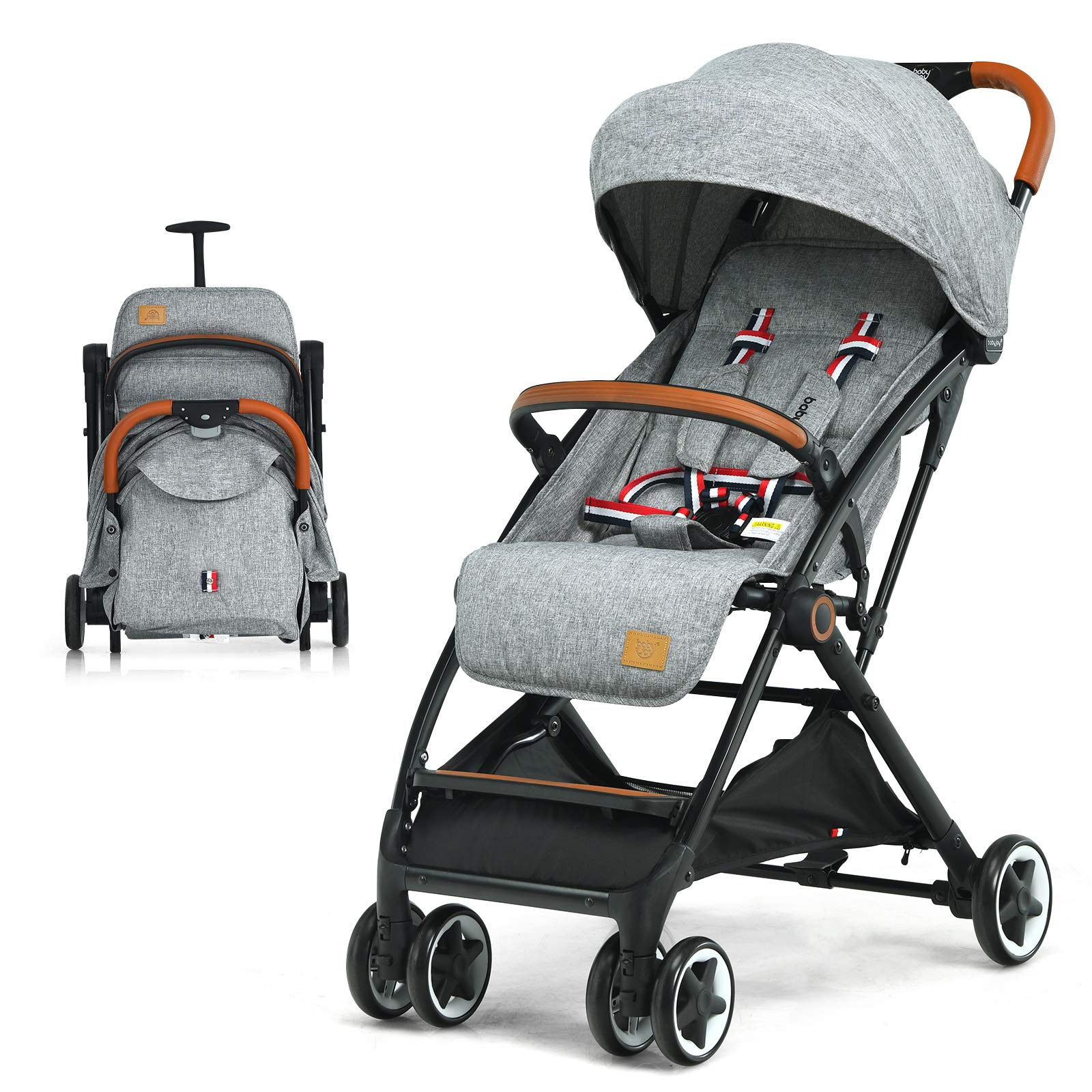 BABY JOY Lightweight BABY Stroller, Compact Toddler Travel Stroller for Airplane, Infant Stroller, Grey