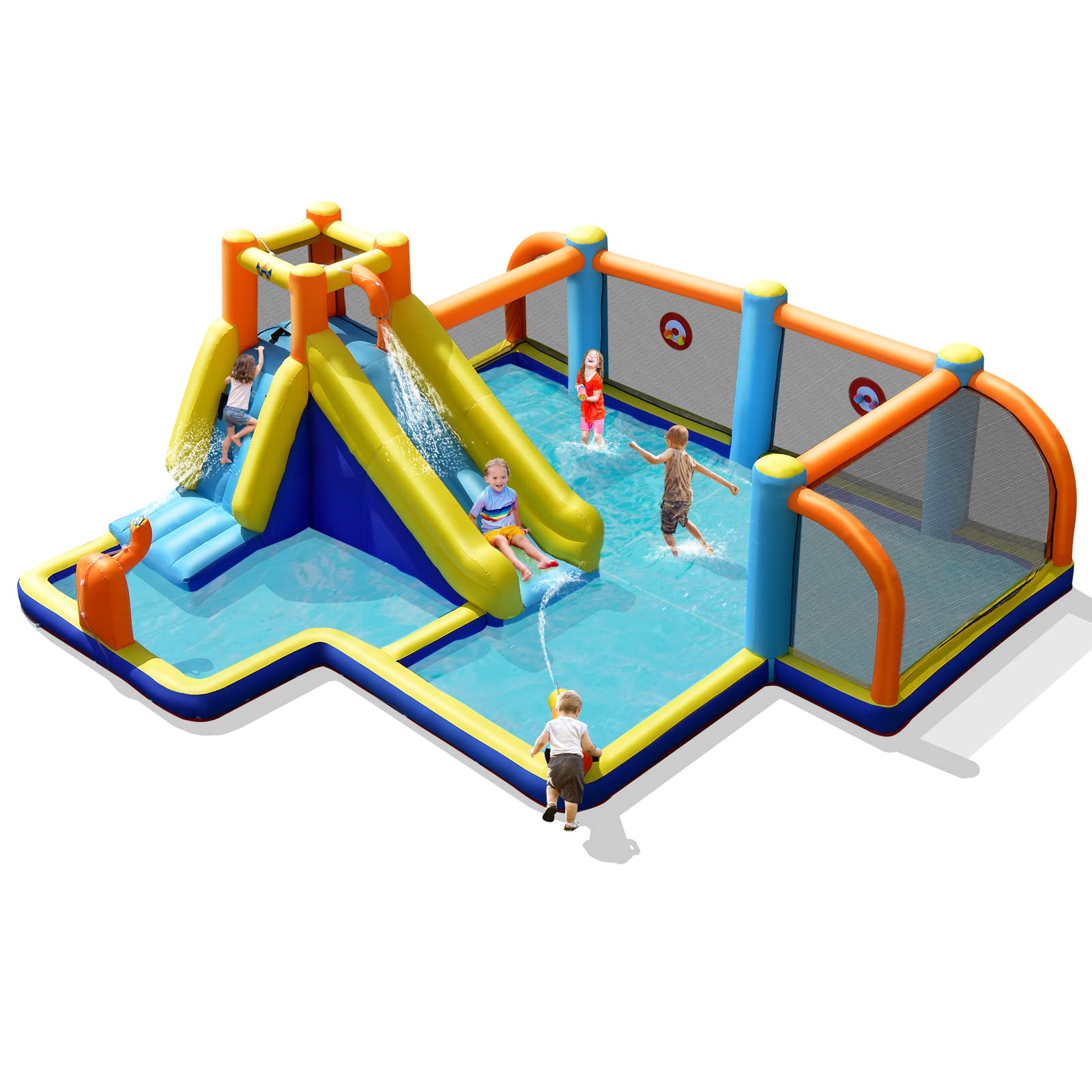Backyard Bouncy House Water Park JOYMOR Inflatable Water Slide