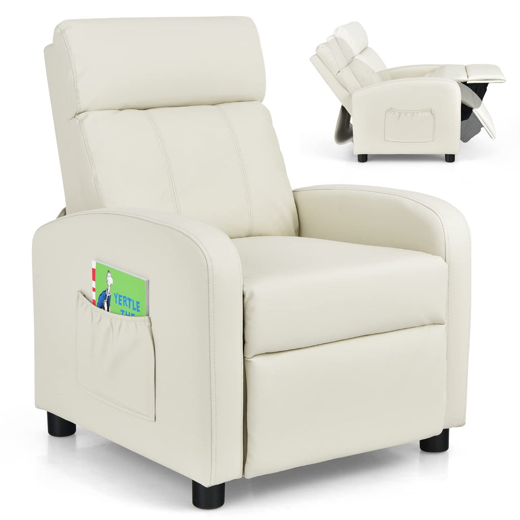Kids Recliner, Adjustable PU Leather Lounge Chair - Costzon
