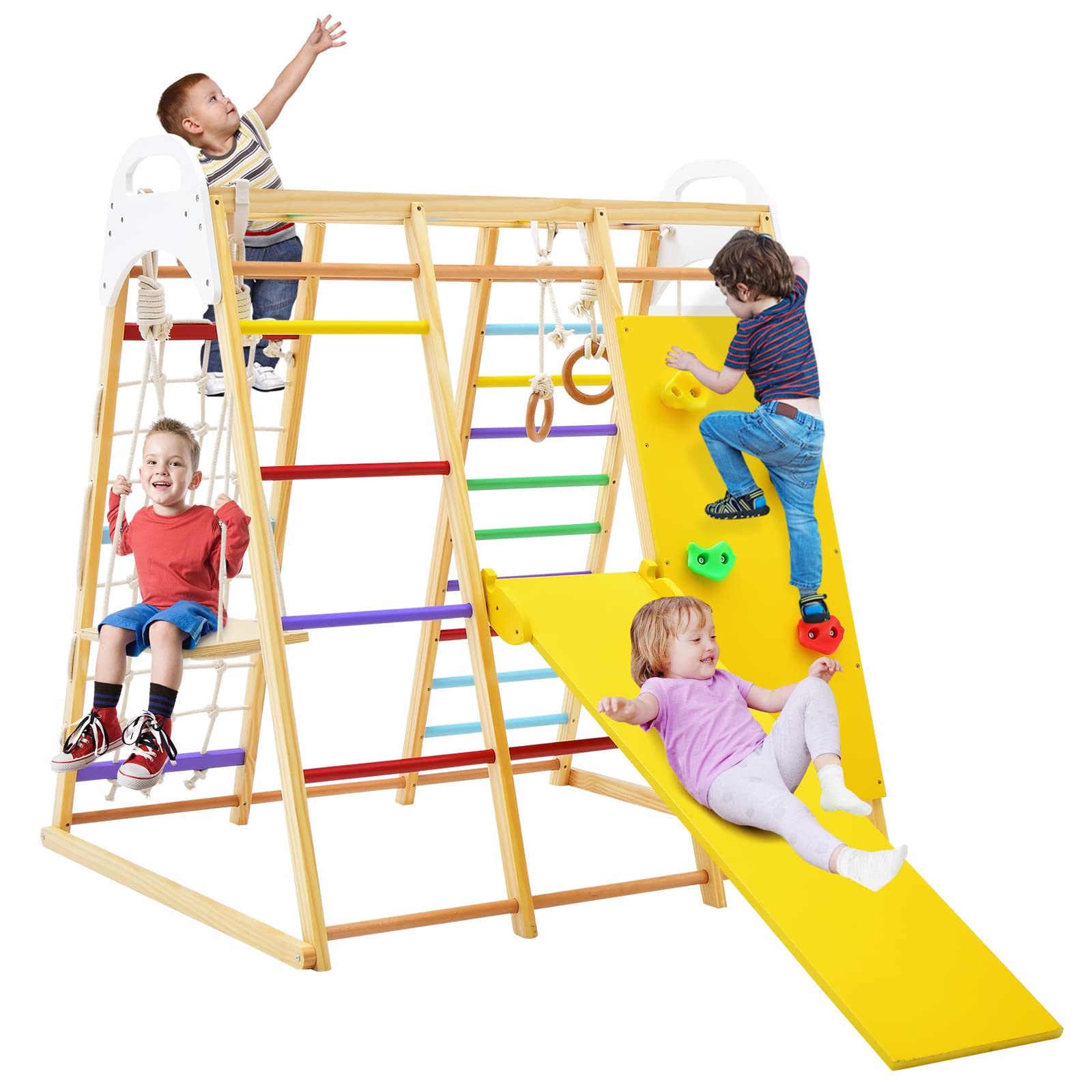 Costzon Indoor Jungle Gym, 8-in-1 Montessori Climbing Toys for