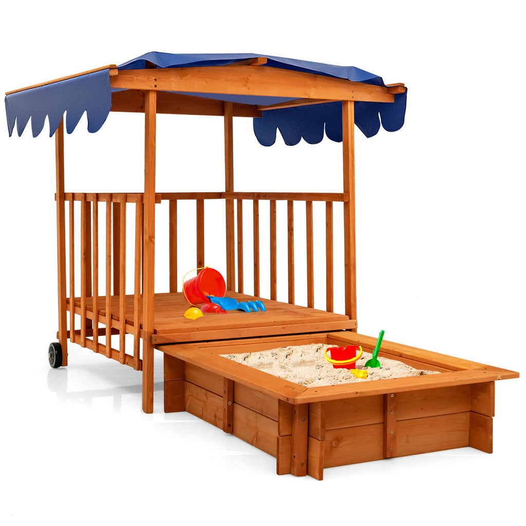 Costzon Kids Retractable Sandbox with Canopy