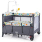 BABY JOY 5-in-1 Pack and Play, Baby Bedside Sleeper with Bassinet, Multifunction Bedside Crib from Newborn to Toddlers
