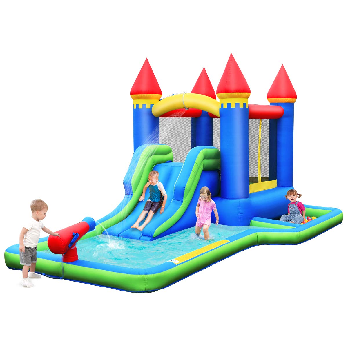 BOUNTECH Inflatable Bounce House Castle Water Slide Climbing Wall Backyard