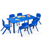 Costzon Kids Table and Chair Set, 6 Pcs Stackable Chairs, 47 x 23.5 Inch Rectangular Plastic Activity Table