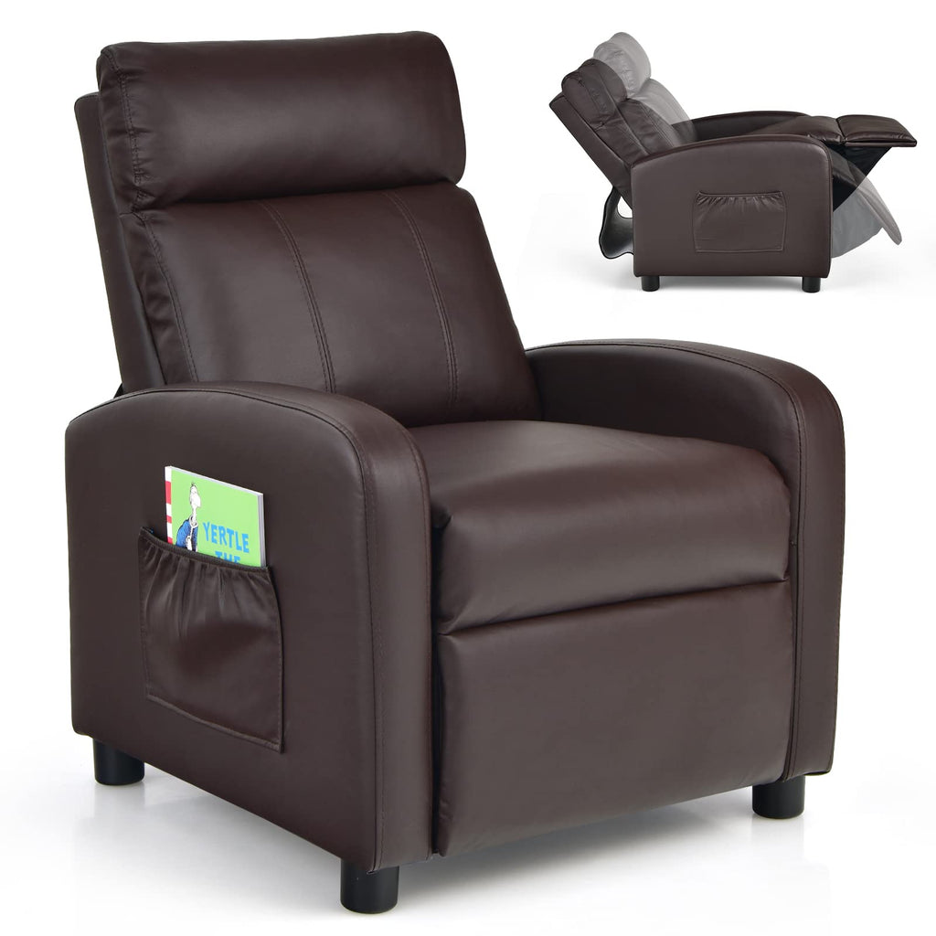 Kids Recliner, Adjustable PU Leather Lounge Chair - Costzon