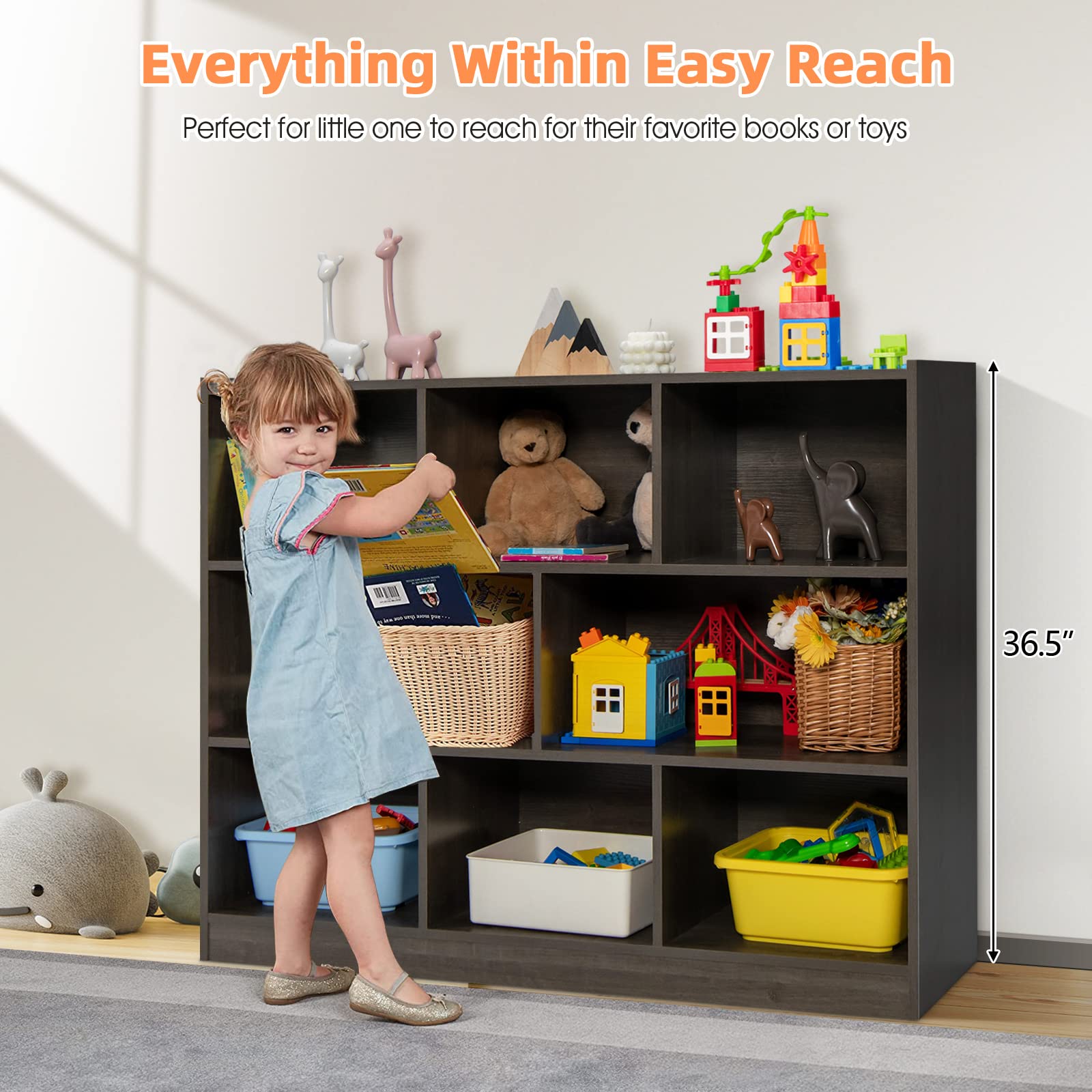 VEVOR Classroom Storage Cabinet Preschool Storage Shelves Wooden 8 Grids Toys Books