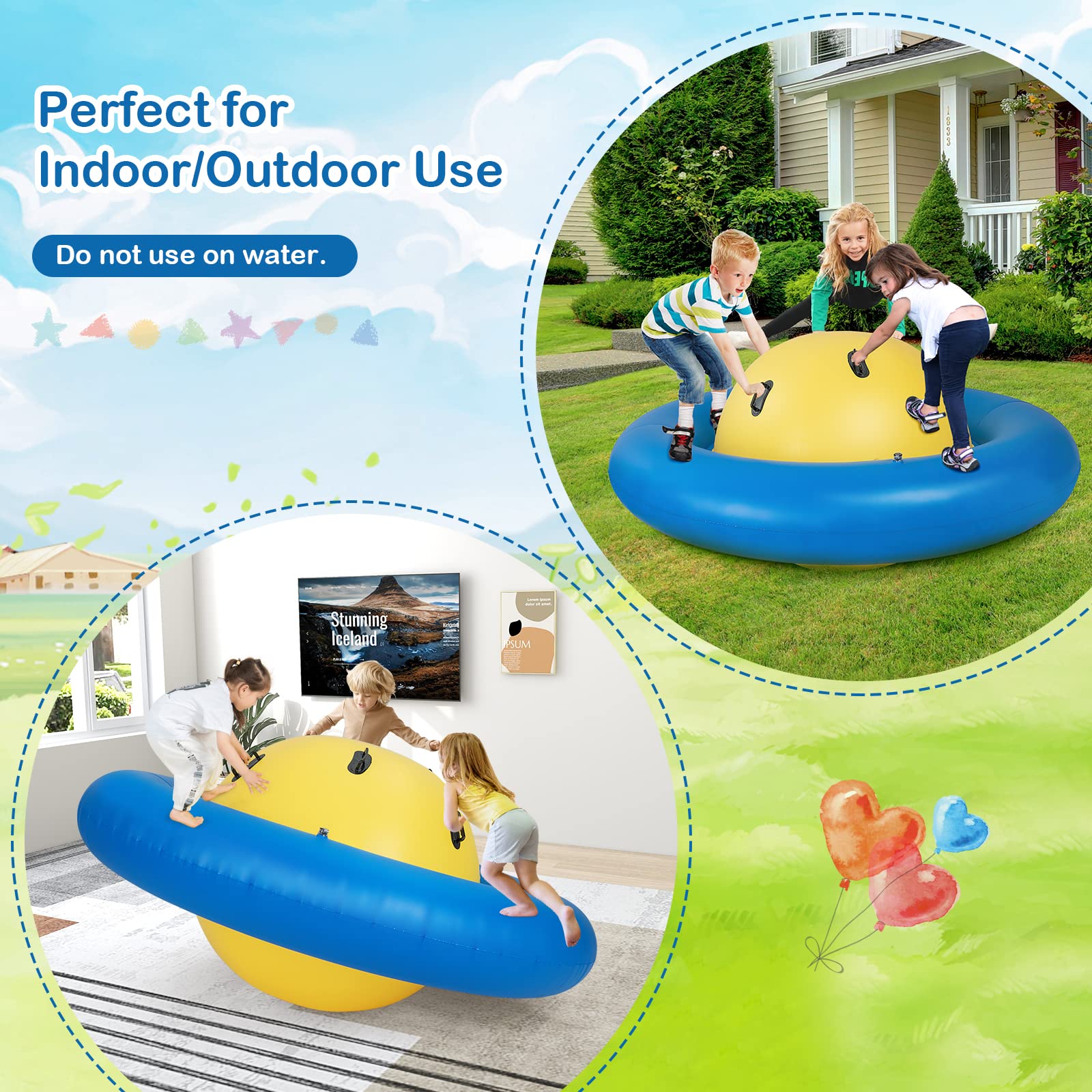 Costzon Giant Inflatable Dome Rocker Bouncer, Blow Up Rocking Ball Pla ...