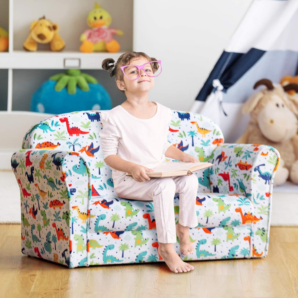 Costzon Kids Sofa Double Seat Children s Sofa w Dinosaur Pattern Tod costzon