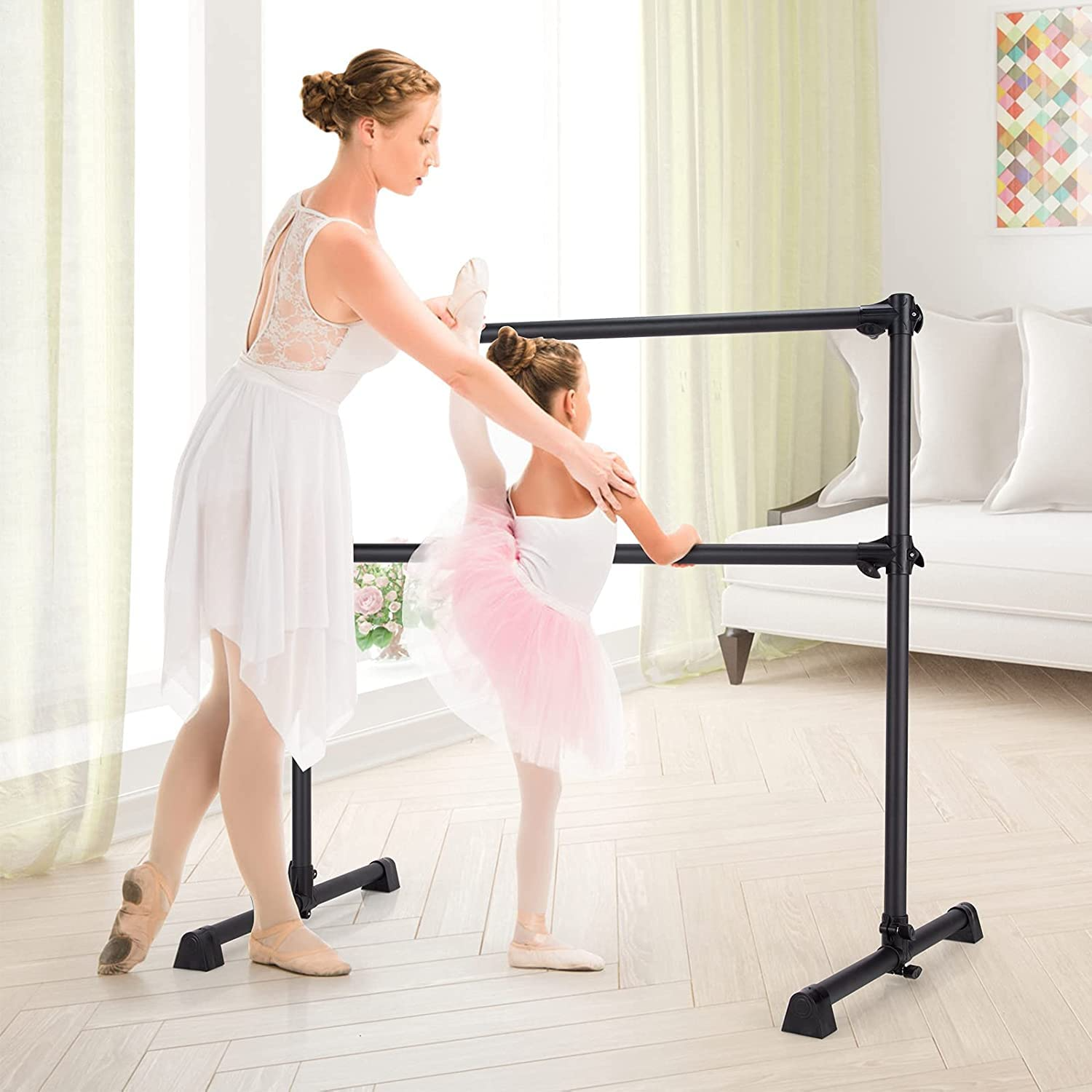 Costzon Ballet Bar, 4ft Freestanding Double Ballerina Bar with