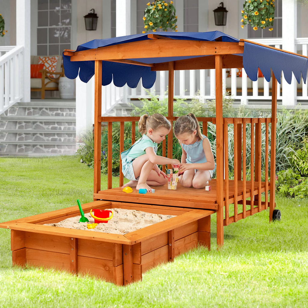 Costzon Kids Retractable Sandbox with Canopy