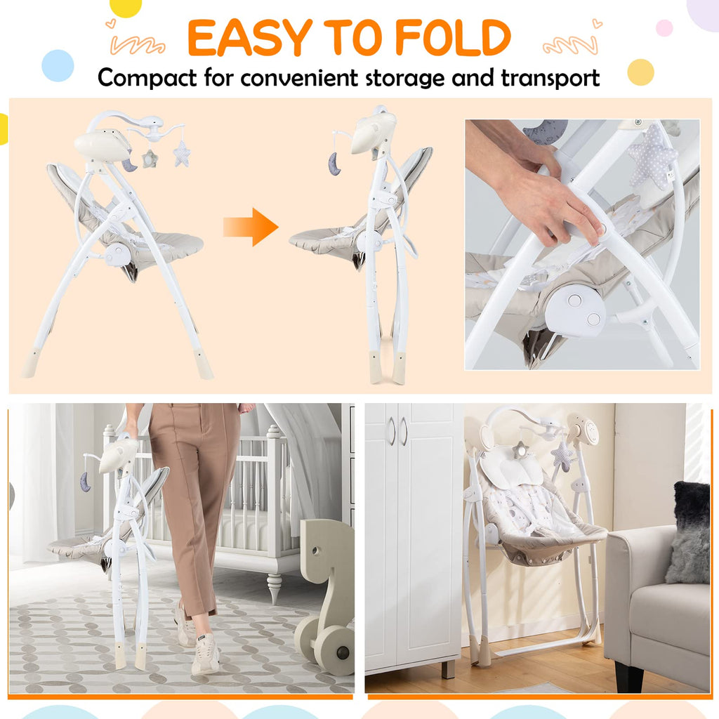 Electric Compact Swing Chair for Toddlers - Costzon