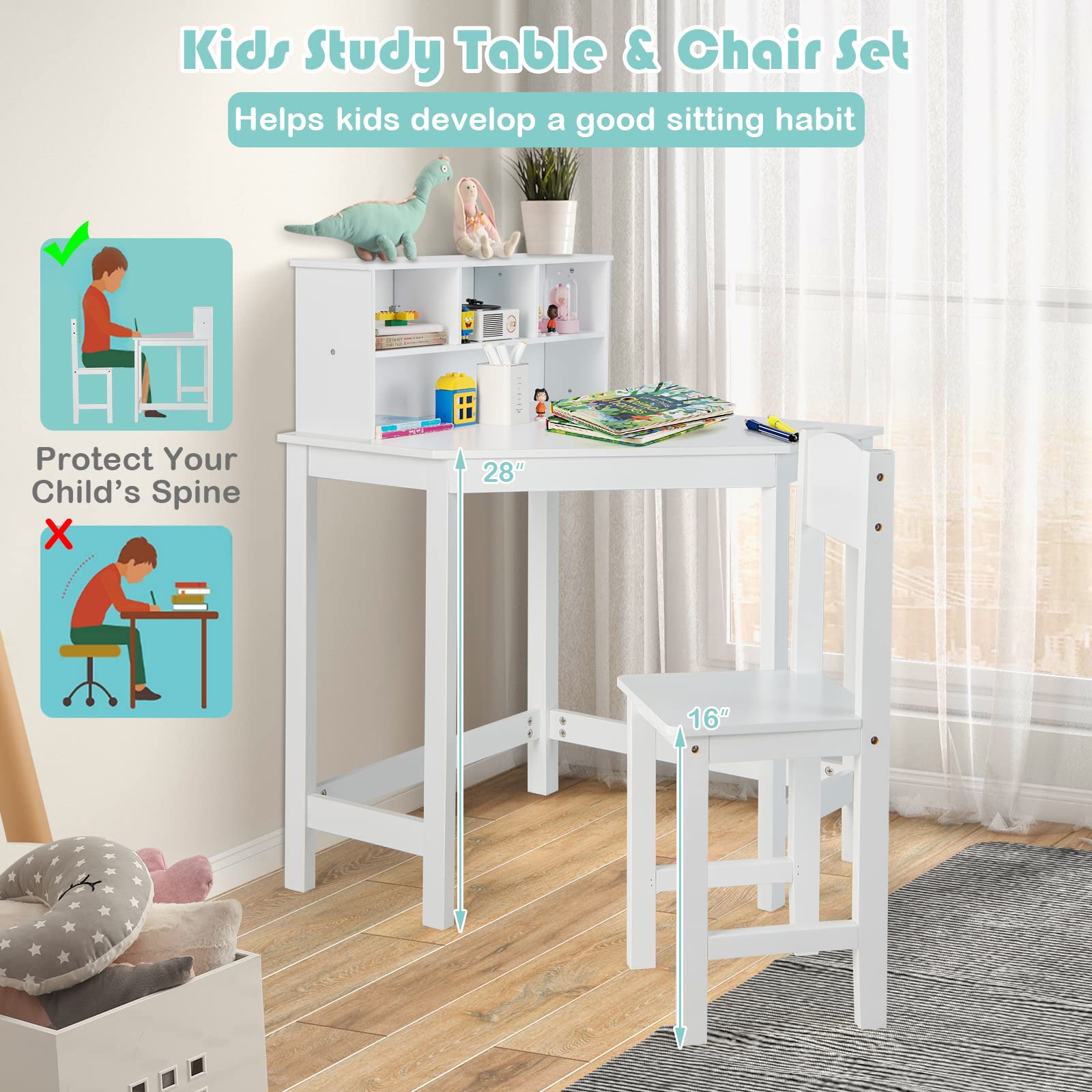 Costzon Kids Desk and Chair Set