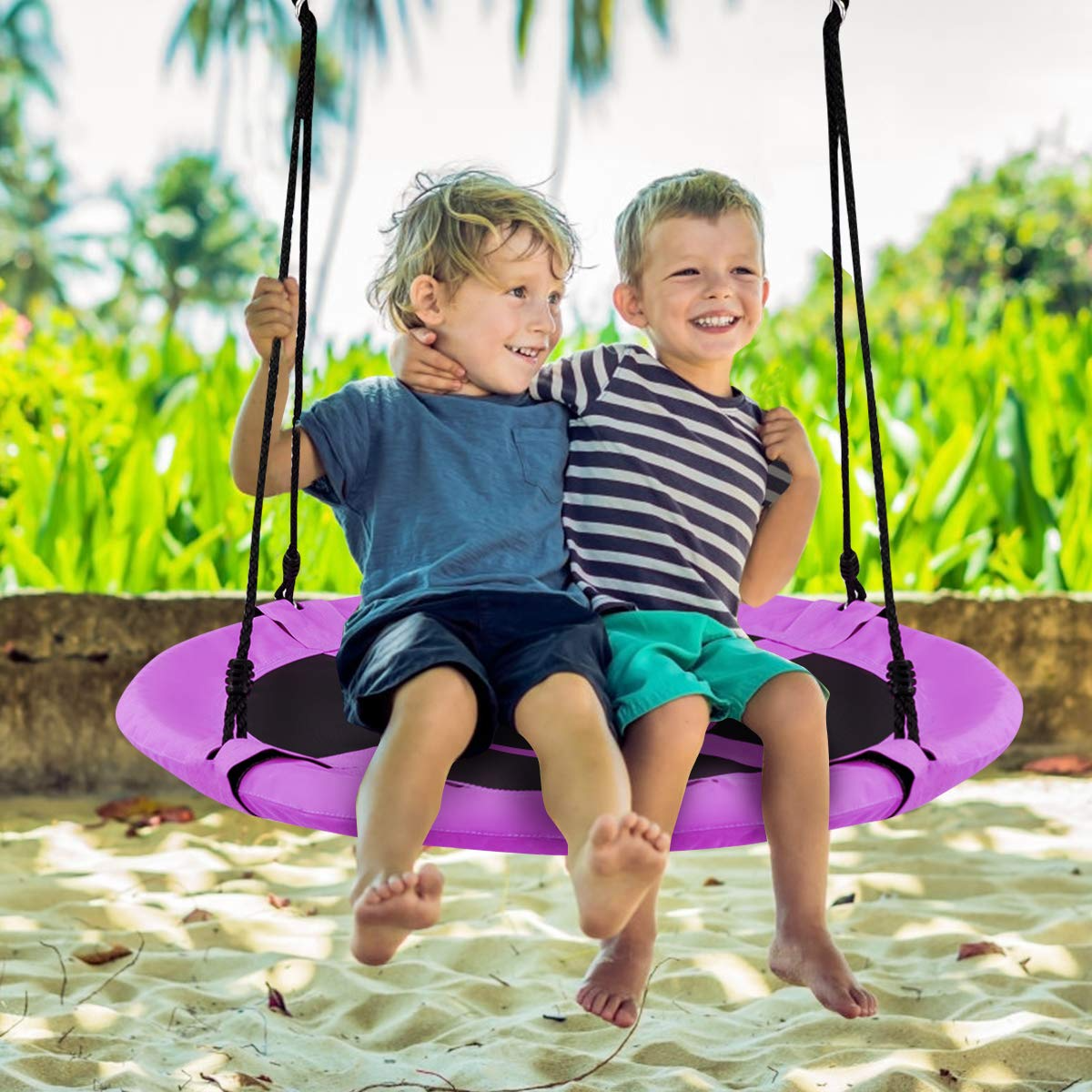 Sensory Swing Costway 40'' LED Saucer Swing For Kids Adults