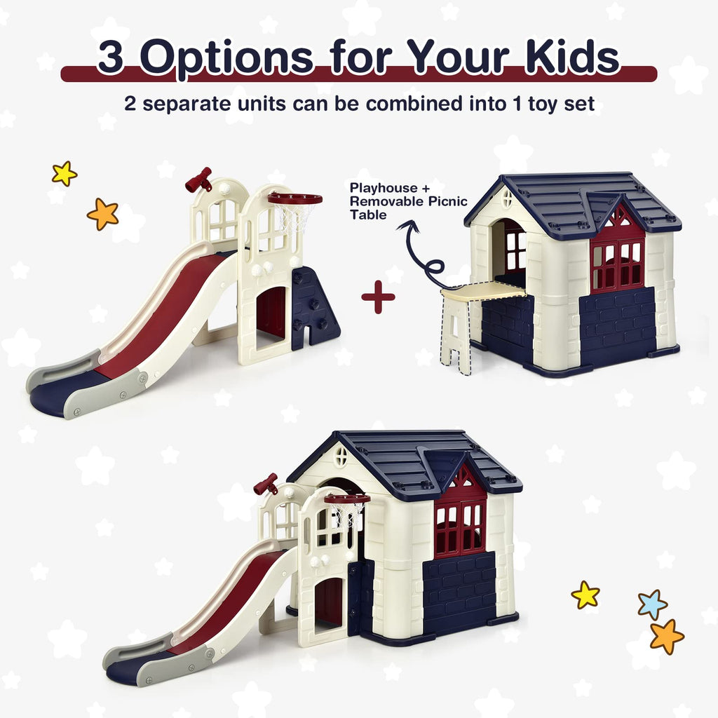 Costzon Kids Playhouse and Slide Set