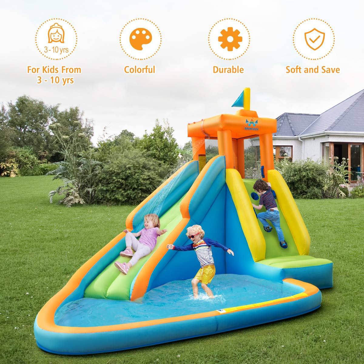 Inflatable Slide Without Pool BOUNTECH Inflatable Water Slide for Kids, Giant Waterslide Park for Ba ...