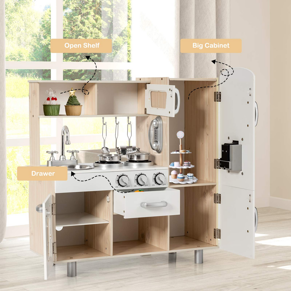 Wooden Pretend Cooking Playset  - Costzon