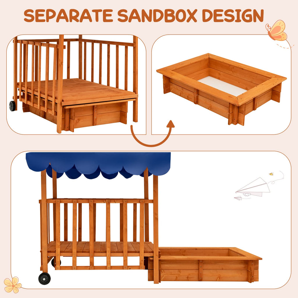 Costzon Kids Retractable Sandbox with Canopy