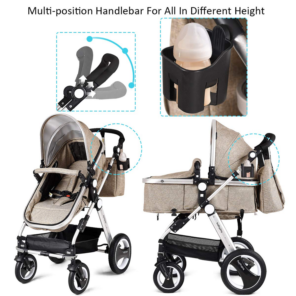 2-in-1 Convertible Bassinet Reclining Stroller , Beige - Costzon