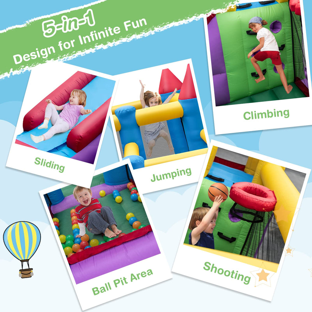 5 in 1 Bouncy House for Kids Indoor Outdoor Party - Costzon